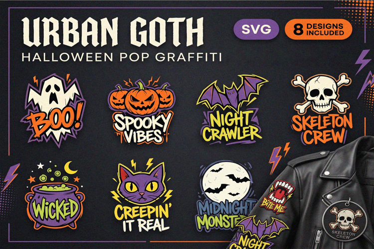 Urban Goth Halloween Pop Graffiti SVG Collection