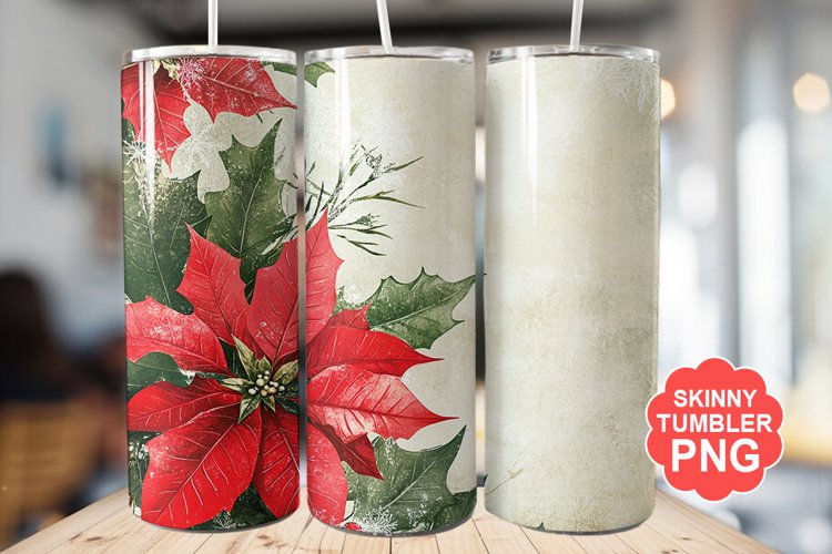 Christmas Flowers Tumbler | Christmas Tumbler Wrap