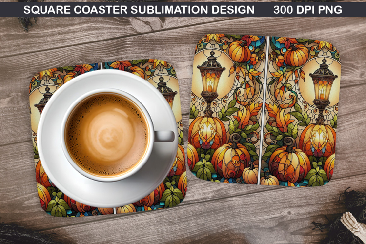 Pumpkin Coaster Sublimation, Halloween Coaster PNG Design