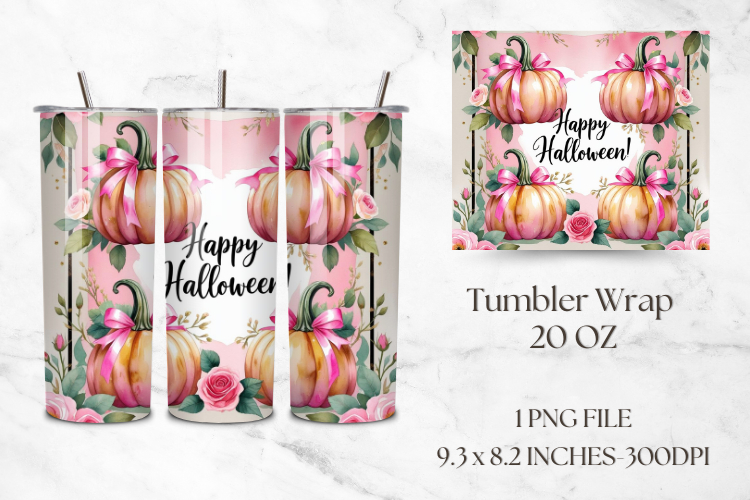 Golden Glow Pumpkin 20oz Tumbler Wrap | Halloween Tumbler