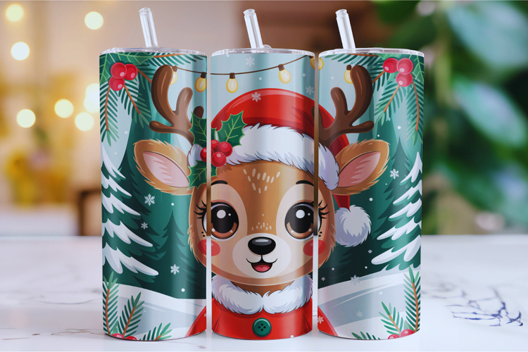 Merry Christmas Deer Tumbler Wrap | Christmas Wrap