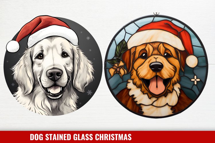 Stained Glass Christmas Dog Ornaments