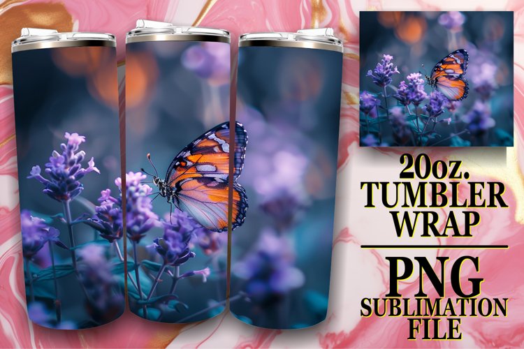 Butterfly and Flower Tumbler - Blooming Sublimation Charm