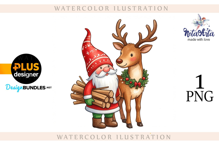 Christmas Gnome Santa with Reindeer