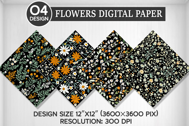 Flowers Seamless Digital Paper, Flowers Background
