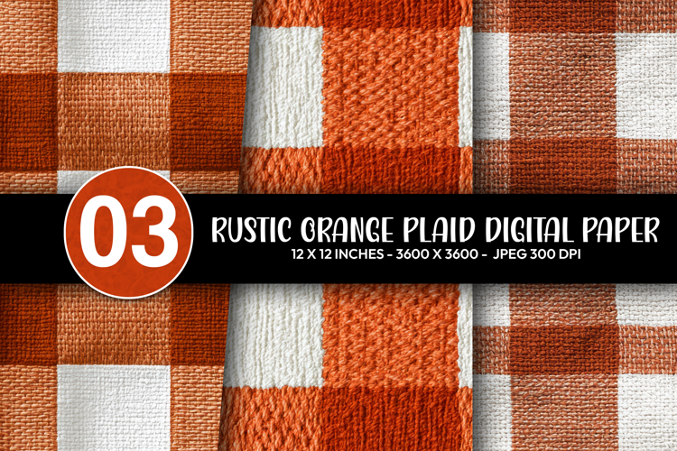 Rustic Orange Plaid Digital Paper