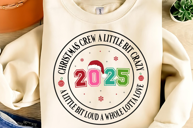 2025 Christmas crew PNG, Merry Christmas PNG, Merry & Bright