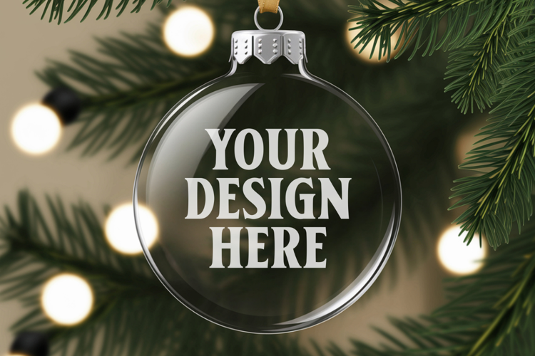 Acrylic Christmas Ornament Mockups | Clear Holiday Ornament
