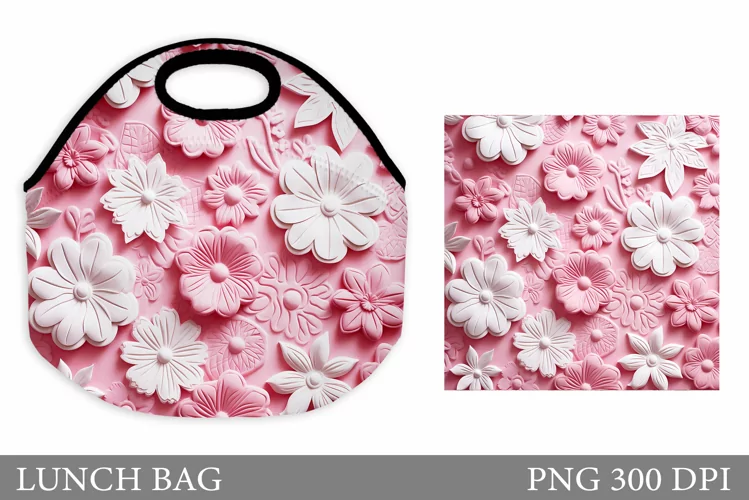 Flowers Leather Lunch Bag. 3D Flowers Lunch Bag Sublimation