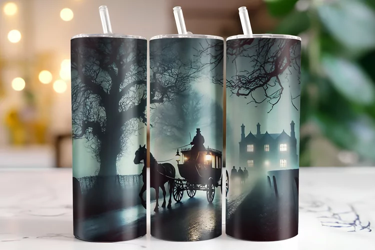 Horse with Carriage Tumbler Wrap | Sublimation | Tumblers