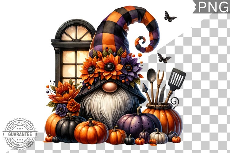 Halloween Kitchen Gnome Sublimation - Clipart PNG Design example image 1