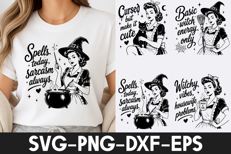 Funny Halloween SVG | Retro Witch Quotes PNG DXF EPS SVG