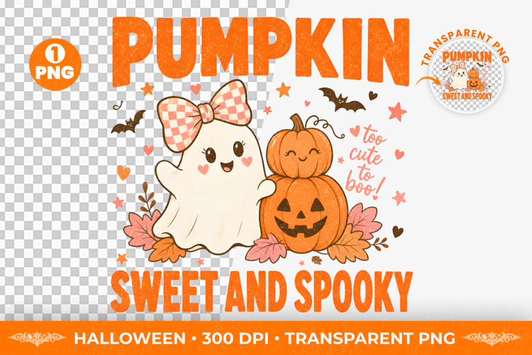 Pumpkin Sweet and Spooky Halloween T-Shirt Design PNG