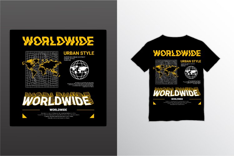 Worldwide writing design, suitable for screen printing
