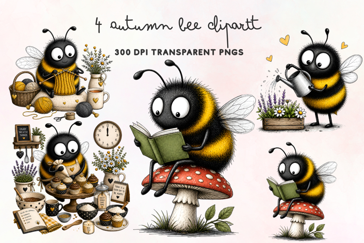 Autumn Bee Clipart PNG