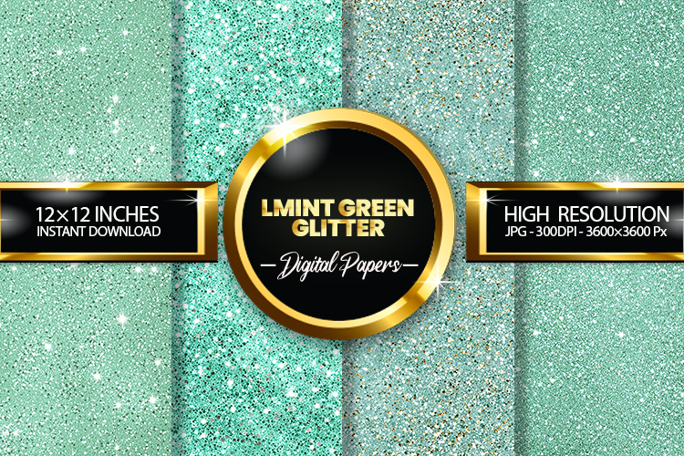 lmint green glitter Digital Papers - 04 variations
