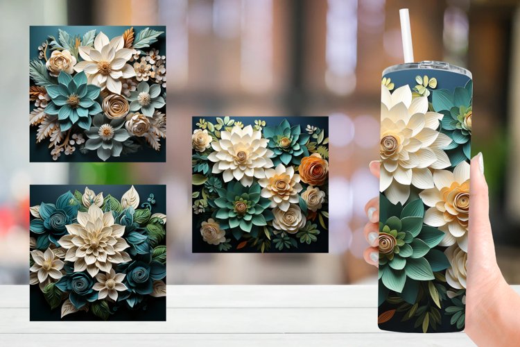 Christmas Flowers Tumbler Wrap Sublimation Designs