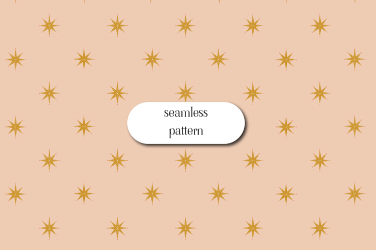 Retro Gold Star Pattern Seamless Digital Paper Background