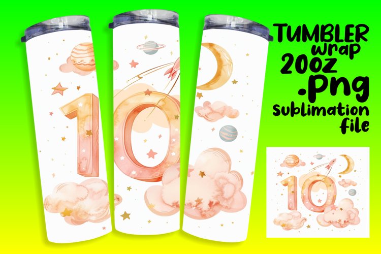 Cosmic Elegance: 20oz Tumbler Wrap Art example image 1