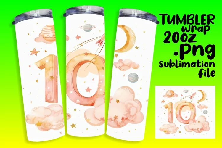 Cosmic Elegance: 20oz Tumbler Wrap Art