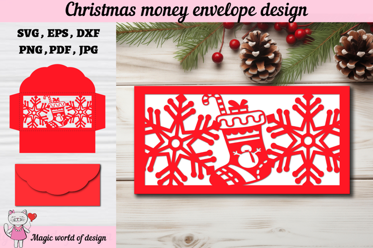 Christmas santa sock Money Envelope svg, Papercut Gift Card