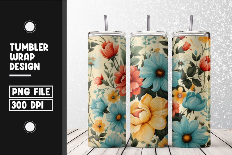 Vintage floral Tumbler Wrap | Sublimation | 20 oz Skinny