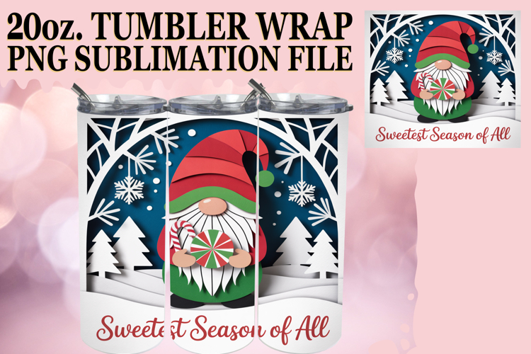 Bright journeys 20oz tumbler wrap, Holiday Gnome