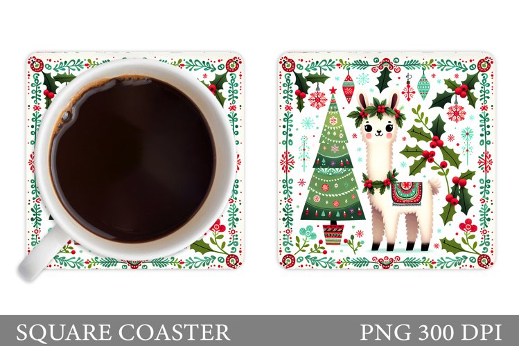 Christmas Lama Coaster Design. Christmas Coaster Sublimation