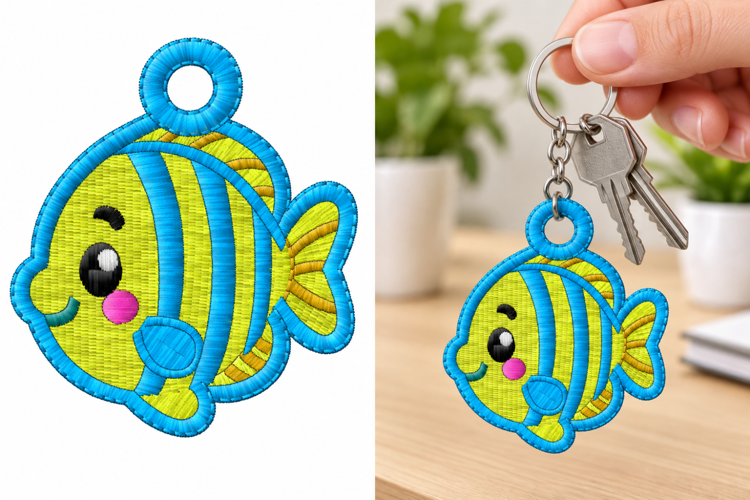 Tropical Fish Keychain Embroidery Design
