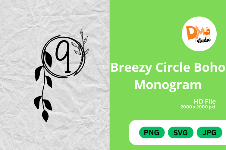 Breezy Circle Boho Monogram - Hand Drawn Floral Letter Set