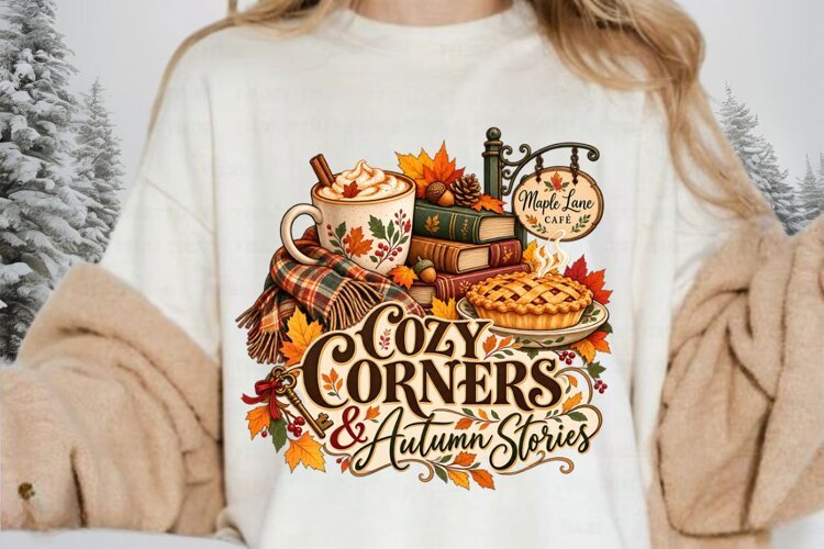 Cozy Corners Autumn Stories Vintage Fall Coffee Book Pie example image 1