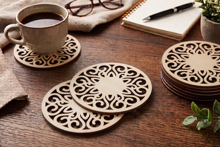 Round Monogram Coaster SVG - Laser Cut Blank Ornament File