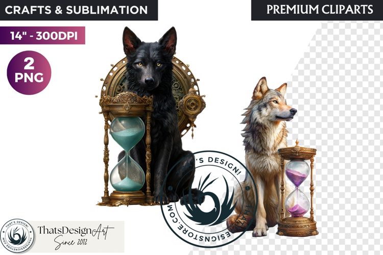 Watercolor Mystic Wolf Fantasy Clipart animal PNG Graphics