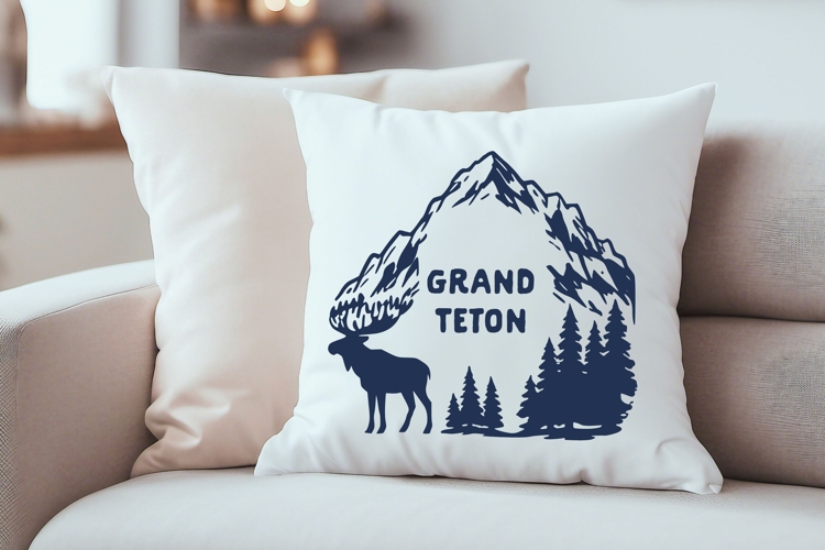Grand Teton National Park SVG | Mountain Moose Illustration