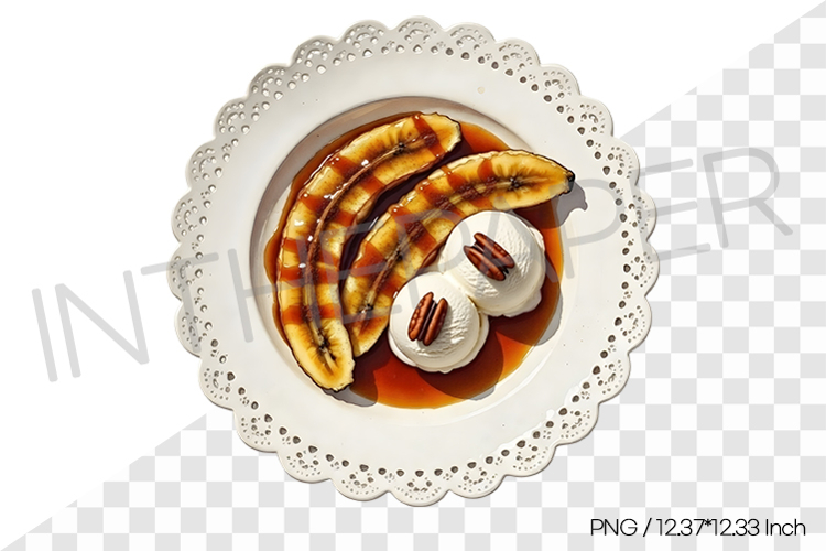 Bananas Foster PNG Clipart Watercolor Dessert Illustration