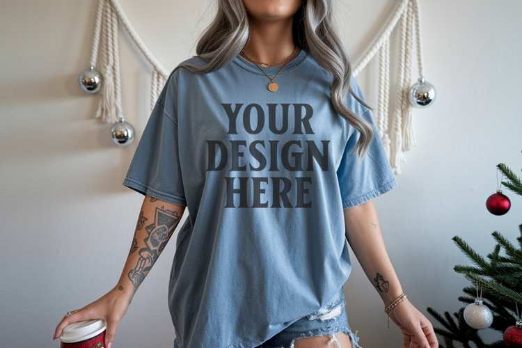Bay Christmas Comfort Colors 1717 TShirt Mockup,cc1717 mock