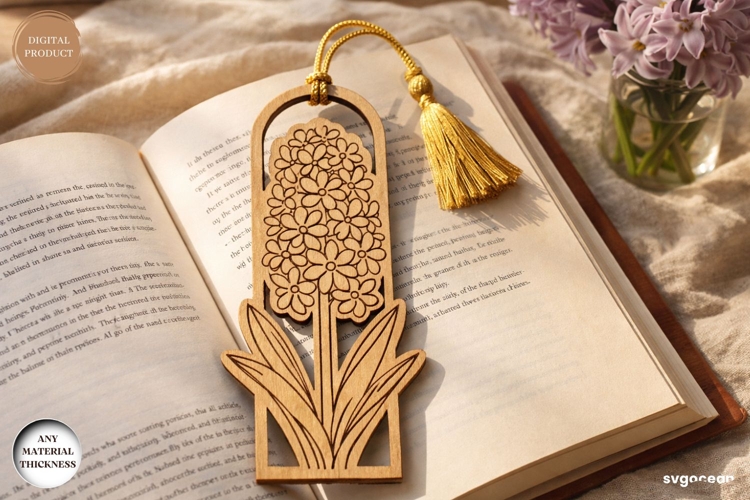 Hyacinth Flower Bookmark Laser Cut | Book Lover | SVG