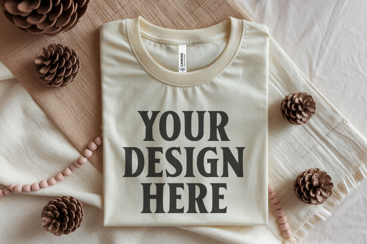 Heather Dust Bella Canvas 3001 Flat Lay T-Shirt Mockup example image 1