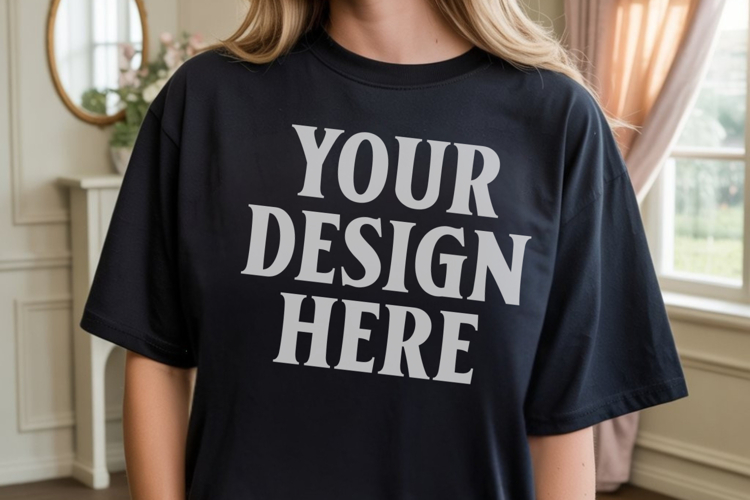 Black Tshirt Mockup Image 5