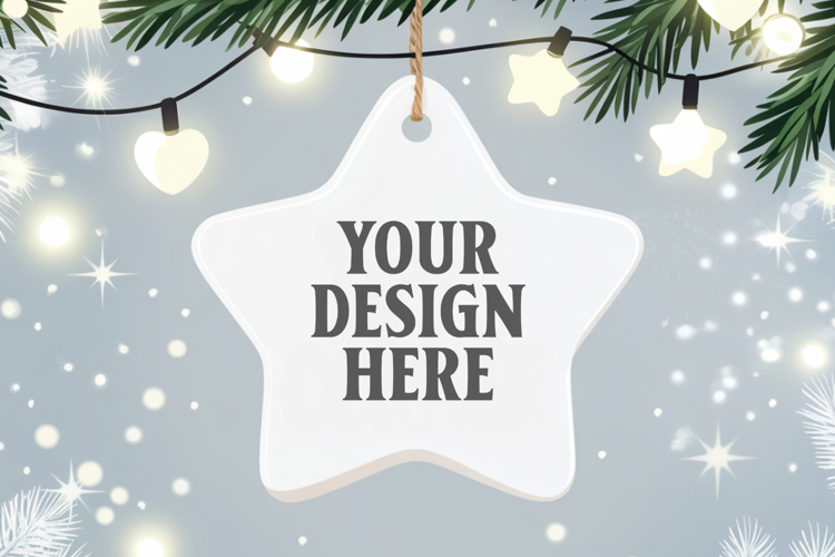 Christmas Star Ceramic Ornament Mockup | Holiday Star