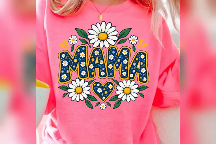 Floral Mama PNG, Daisy Mom Flower Design, Blue Floral Mother