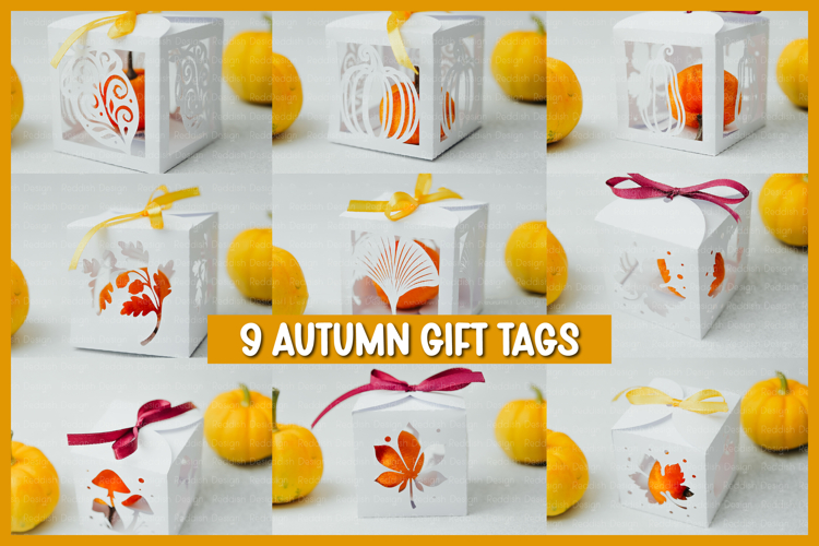 9 Autumn Box Template SVG I Gift Box I Packaging SVG