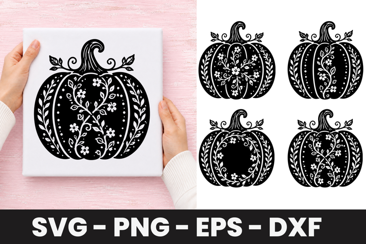 Botanical Floral Pumpkin SVG PNG