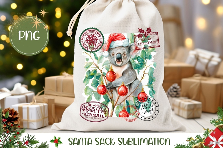 Cute Christmas Koala Santa Sack, Christmas Gift Bag Design