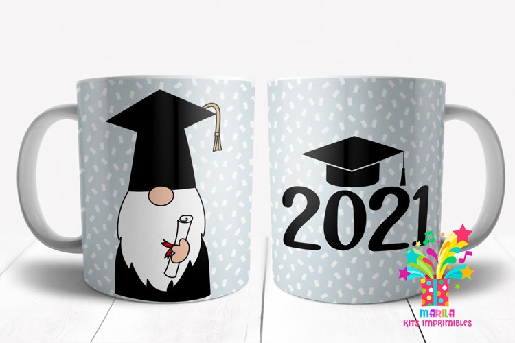 Graduate Gnome Mug Sublimation Design / Mug Wrap #2 example image 1