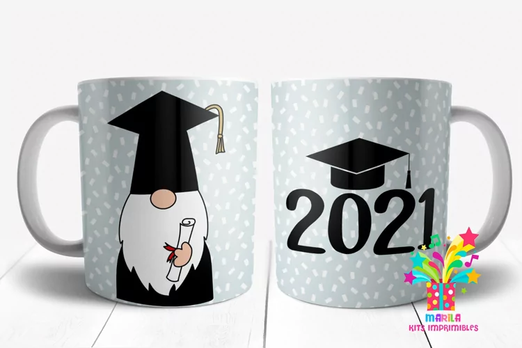 Graduate Gnome Mug Sublimation Design / Mug Wrap #2
