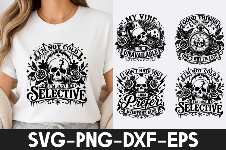 Gothic Skull Rose SVG PNG, Dark Sarcastic Quote Designs