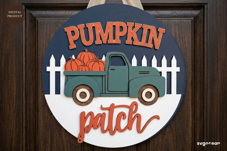 Pumpkin Patch Door Hanger Laser Cut | Autumn Sign | SVG