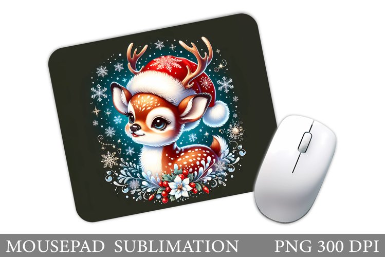 Cute Deer Mouse Pad Sublimation. Christmas Mouse Pad Design