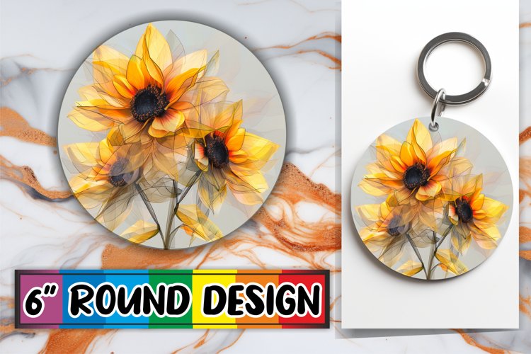 Radiant Blossom Sublimation Circles - Keychain & Car example image 1